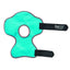 Turquoise Weaver Leather CoolAid Horse Equine Cooling Wrap featuring a targeted joint cutout for horse recovery. This high-performance cooling wrap includes grey trim, moisture-wicking fabric, and two adjustable black straps for a secure fit. Designed to reduce heat and inflammation in a horse's hock or knee after exercise, it uses Coolcore technology for effective equine therapy, post-workout cooling, and injury management.