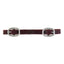 Weaver Leather Cowboy Curb Strap in rich mahogany leather with silver-tone buckles and classic white contrast stitching. This high-quality Western bridle accessory is designed for durability and a professional look. Ideal for Western riding, this adjustable leather curb strap ensures a secure and comfortable fit for your horse's tack setup, combining premium craftsmanship with essential functionality.
