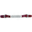 Weaver Leather Curb Strap featuring rich burgundy latigo leather ends and a durable double flat link silver-tone chain center. This adjustable western horse tack essential includes chrome-plated buckles for a secure, custom fit on western bits. A stylish and functional addition to any equestrian's headstall and bridle setup, perfect for western riding.