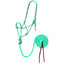 Weaver Leather Diamond Braided Rope Halter with matching 10ft lead rope in Turquoise/Brown/Tan. This durable horse training set features hand-tied knots for precise control during groundwork and a 10-foot lead finished with genuine leather poppers. Perfect for everyday use or professional training, this stylish mint-green rope halter set offers strength, comfort, and professional performance for equestrians.