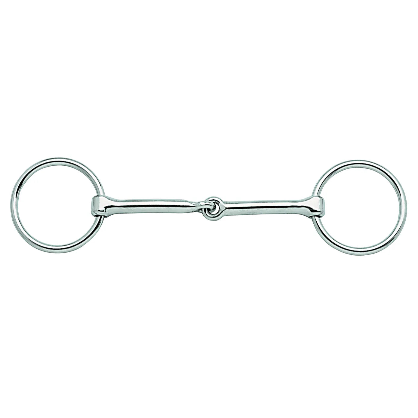 WEAVER Leather Draft Snaffle Bit featuring a 6-inch single-jointed mouthpiece and loose ring design. Crafted from high-quality, polished silver stainless steel for durability and precise communication. This essential piece of horse tack is specifically designed for draft horses and heavy breeds, providing a comfortable fit and classic style for training or everyday riding.