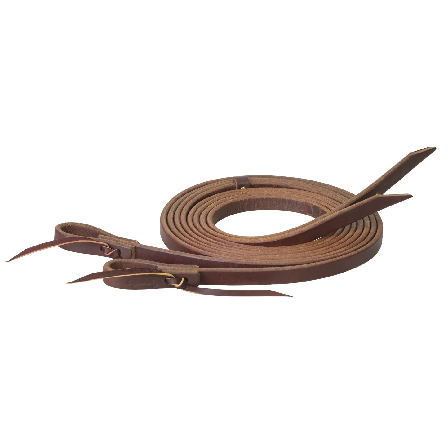 Extra Heavy Harness Leather Split Reins in Golden Chestnut, featuring a durable, weighted design with leather tie bit ends for western riding and horse training. These premium reins by Weaver Leather offer a superior feel and control for any equestrian discipline.