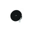 Black Weaver Leather Flat Cotton Lunge Line coiled for storage. This high-quality equestrian training tool features durable black flat cotton webbing and a heavy-duty silver bolt snap hook, designed for effective horse lunging and groundwork. Perfect for horse trainers and owners seeking reliable, long-lasting horse training equipment.