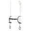 Weaver Leather Gag Bridle featuring white rope construction with a black sweet iron jointed mouthpiece. This equestrian training tool includes silver stainless steel hardware and small red leather bit guards for comfort. Designed for precision and control, this durable horse bridle is ideal for training and western riding disciplines.