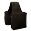 Weaver Leather Heavy Duty Saddle Bag in chocolate brown featuring two spacious zippered storage compartments and a wide bridge for secure placement over a horse's saddle. Constructed from rugged material, this double saddlebag includes metal D-rings for easy attachment and stability during trail rides. Perfect horse riding gear for carrying essentials and equipment on long treks. Durable and practical equestrian accessory designed for western or endurance saddles.