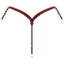 Weaver Leather Horizons Contoured Ring-in-Center Breast Collar (40-0875-ST) in rich mahogany leather with elegant white stitching. Designed for an optimal fit, this Western horse tack features durable stainless steel hardware, adjustable tug straps, and a snap-hook cinch strap. Perfect for trail or performance riding, this contoured leather breast collar adds a professional touch to any equestrian's saddle setup.
