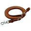 Weaver Leather Horizons brown leather horse reins featuring a durable silver scissor snap and adjustable Conway buckles. This high-quality western horse tack is crafted from rich russet harness leather, coiled to show its supple texture. Ideal for trail riding, training, and western equestrian disciplines, these adjustable leather reins combine traditional style with functional performance for any rider.