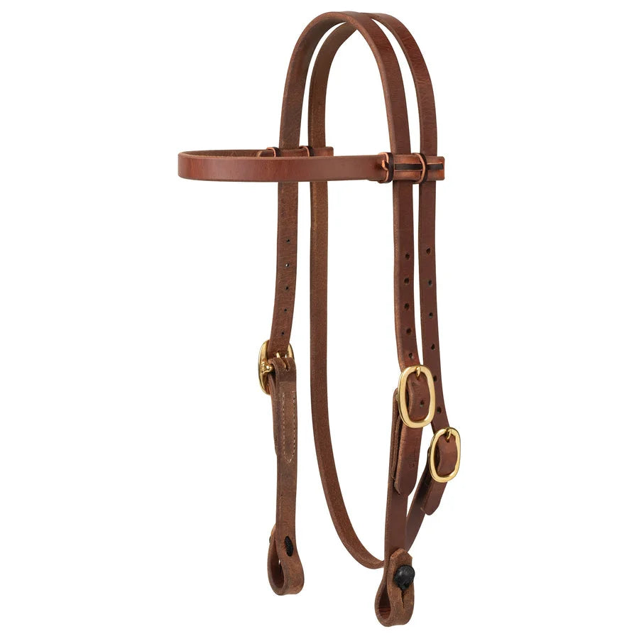 Weaver Leather Kalley Button Browband Headstall - Premium Rust Leather, Horse Size