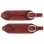 Weaver Leather Ken McNabb Buckle Slobber Straps crafted from premium mahogany leather with white contrast stitching and durable silver buckles. These high-quality Western horse tack accessories feature the Ken McNabb logo and are designed for superior bit communication and easy rein attachment. Perfect for training, trail riding, and everyday equestrian use. Enhance your ride with professional-grade leather slobber straps.