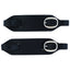 Weaver Leather Ken McNabb Buckle Slobber Straps in premium black leather. These high-quality equestrian straps feature durable silver buckles and precise stitching for a classic Western look. Designed to enhance communication between bit and rein, they are an essential piece of horse tack for training or trail riding. A stylish and functional addition to any rider's gear collection.