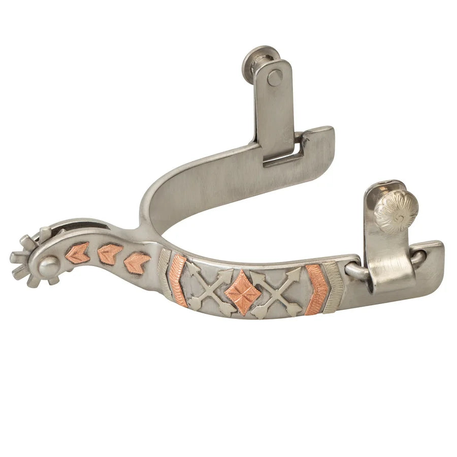 Weaver Leather Ladies' Arrow Cross Western Spurs - Stainless Steel with Copper Rowel