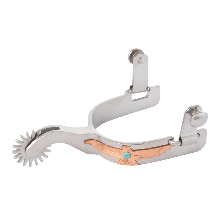 Weaver Leather Ladies Thunderbird Spurs - Black Steel with Silver Overlays