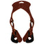 Weaver Leather Lil' Dude Stirrup in rich brown leather. This child-size Western stirrup set features a leather yoke designed to fit over a saddle horn, allowing young riders to safely use an adult saddle. Includes adjustable leather straps and hooded tapaderos for added safety and style. High-quality equestrian gear for kids, perfect for trail riding and horse training.
