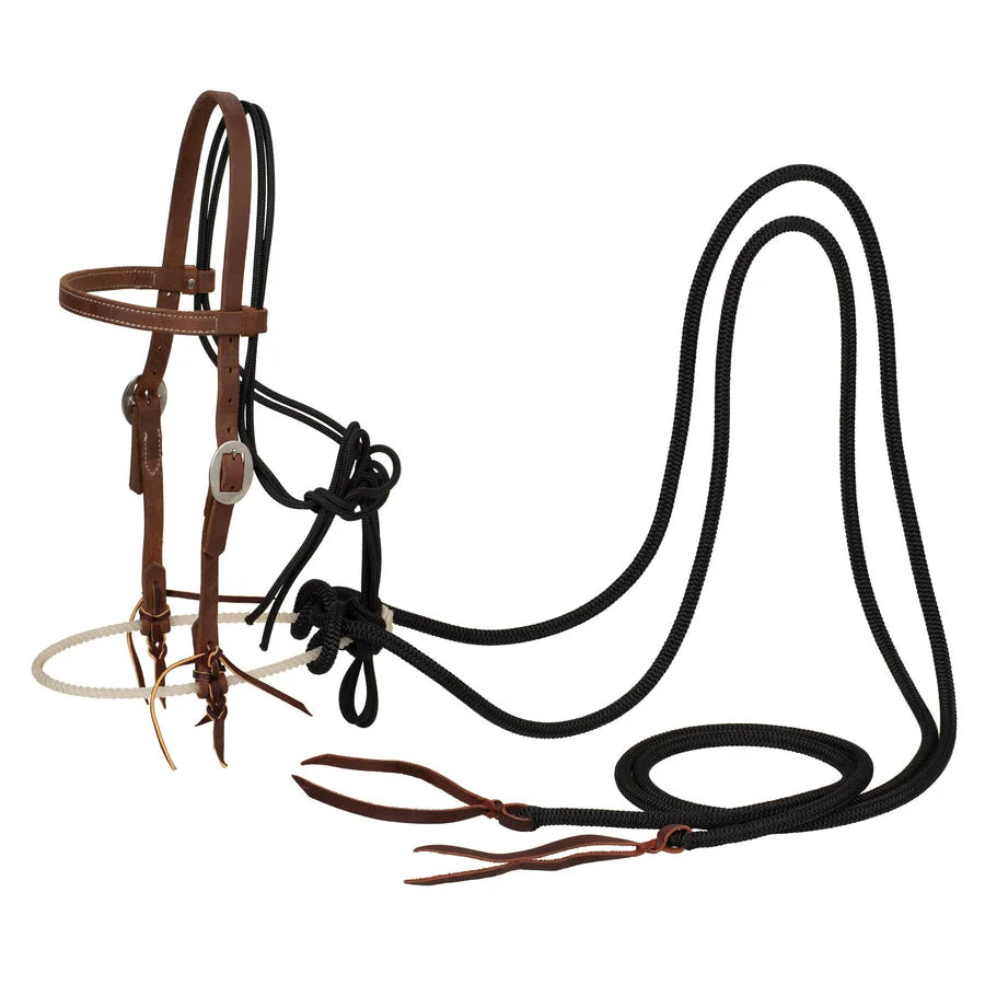 Weaver Leather Loping Hackamore with Headstall and Reins - Russet Leather