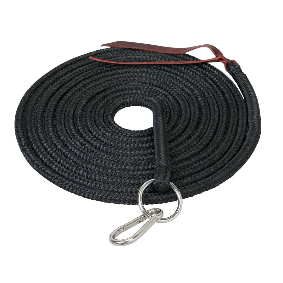 Weaver Leather Lunge Line with Ring and Snap - 1/2" x 22', Black Training Lead