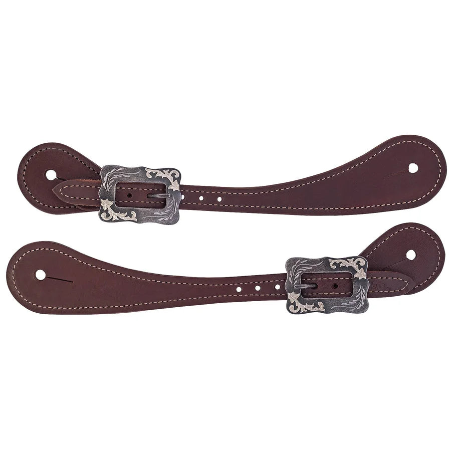 Weaver Leather Men's Shaped Western Spur Straps - Premium Chestnut Leather