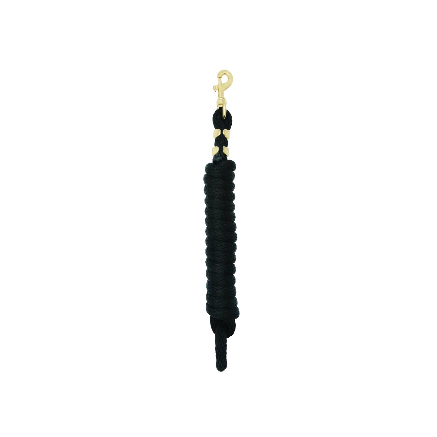 Weaver Leather black 7' Mini Pony Poly Lead Rope with a soft-grip braided texture and a durable solid brass snap. This high-quality equestrian lead is designed specifically for miniature horses and ponies, offering a secure and comfortable hold for daily barn use or showing.
