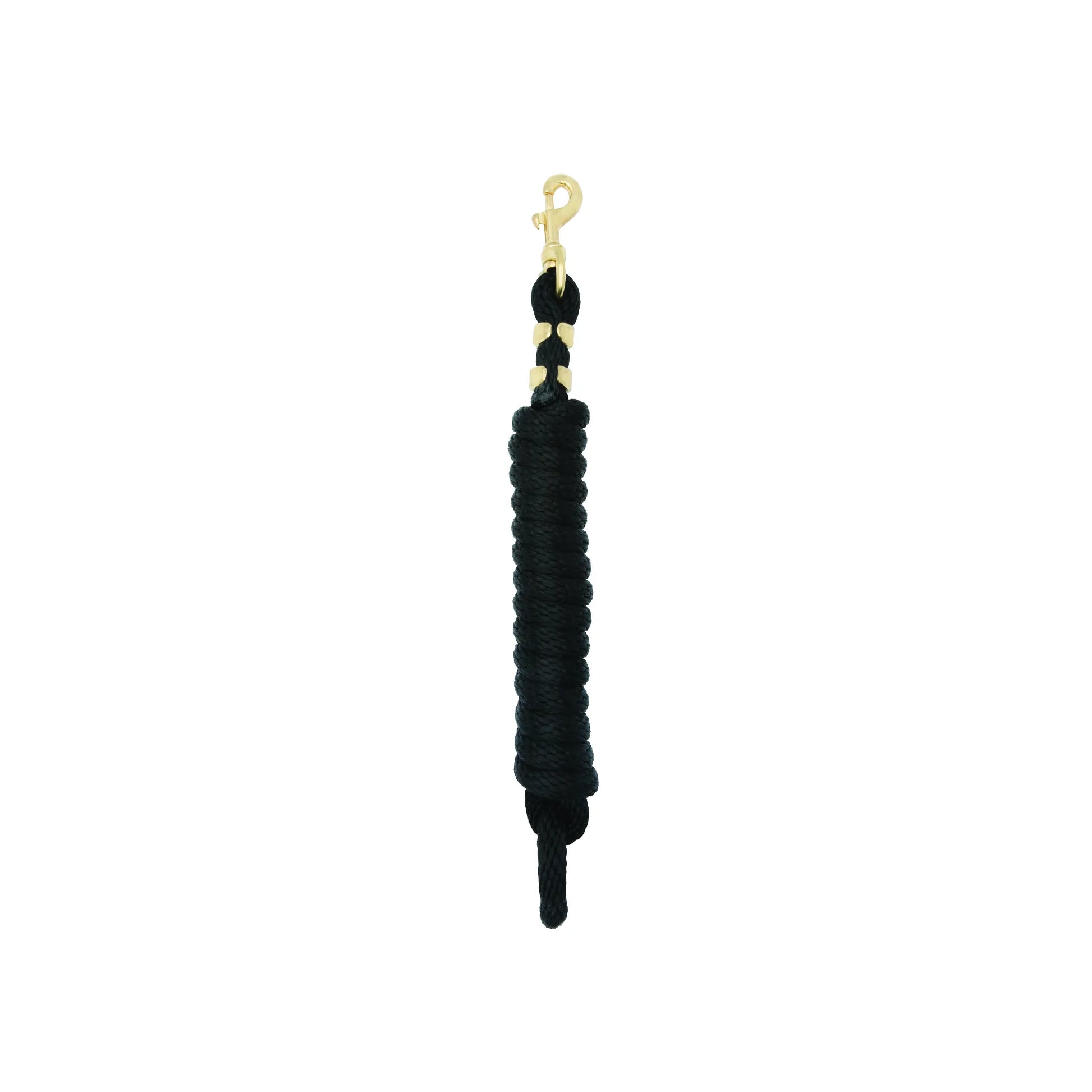 Weaver Leather black 7' Mini Pony Poly Lead Rope with a soft-grip braided texture and a durable solid brass snap. This high-quality equestrian lead is designed specifically for miniature horses and ponies, offering a secure and comfortable hold for daily barn use or showing.