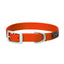 Vibrant orange Weaver Leather Nylon Dog Collar featuring durable nylon webbing and stylish matte silver hardware. This Terrain D.O.G. collar includes an adjustable buckle, an engraved D-ring for secure leash attachment, and a high-visibility design perfect for outdoor adventures. Rugged yet sleek, it’s the ideal choice for pet owners seeking a reliable, heavy-duty collar for hiking, training, and everyday wear.