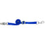 Royal blue Weaver Leather Nylon Horse Cross Tie featuring a quick-release panic snap for horse safety and a heavy-duty bolt snap for secure attachment. This durable, adjustable grooming tie is made from high-quality nylon webbing with a metal slide buckle, perfect for barn aisles and stable stalls. Essential equestrian equipment for secure horse grooming and tacking.