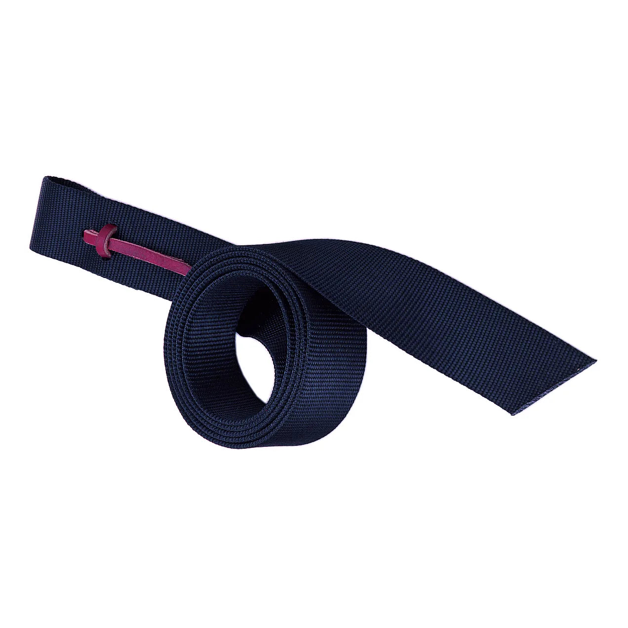 Weaver Leather Navy Blue Nylon Latigo with Holes, a durable and adjustable horse tack essential for Western saddles. This high-quality equestrian strap features a heavy-duty woven navy nylon construction and a contrasting burgundy leather tie. Perfect for riders seeking reliable, weather-resistant saddle gear that’s easy to clean. An essential addition to your horse tack collection for secure cinching.