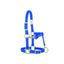 Weaver Leather Original 3/4-inch royal blue nylon horse halter designed for weanlings, sucklings, or Arabian horses. This adjustable halter features high-quality brass-plated hardware, a convenient throat snap, and heat-sealed holes. A durable and stylish choice for young horses or those with refined heads, offering a custom fit and professional look. Ideal for grooming, leading, and training.