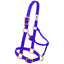 Vibrant purple Weaver Leather 3/4 inch original adjustable nylon horse halter for weanlings, sucklings, and Arabian horses. Features durable nylon construction, high-quality brass-plated hardware, a snap-on throat latch, and double-buckle adjustment at the crown and chin for a custom fit. Perfect for grooming, leading, and everyday equestrian use.