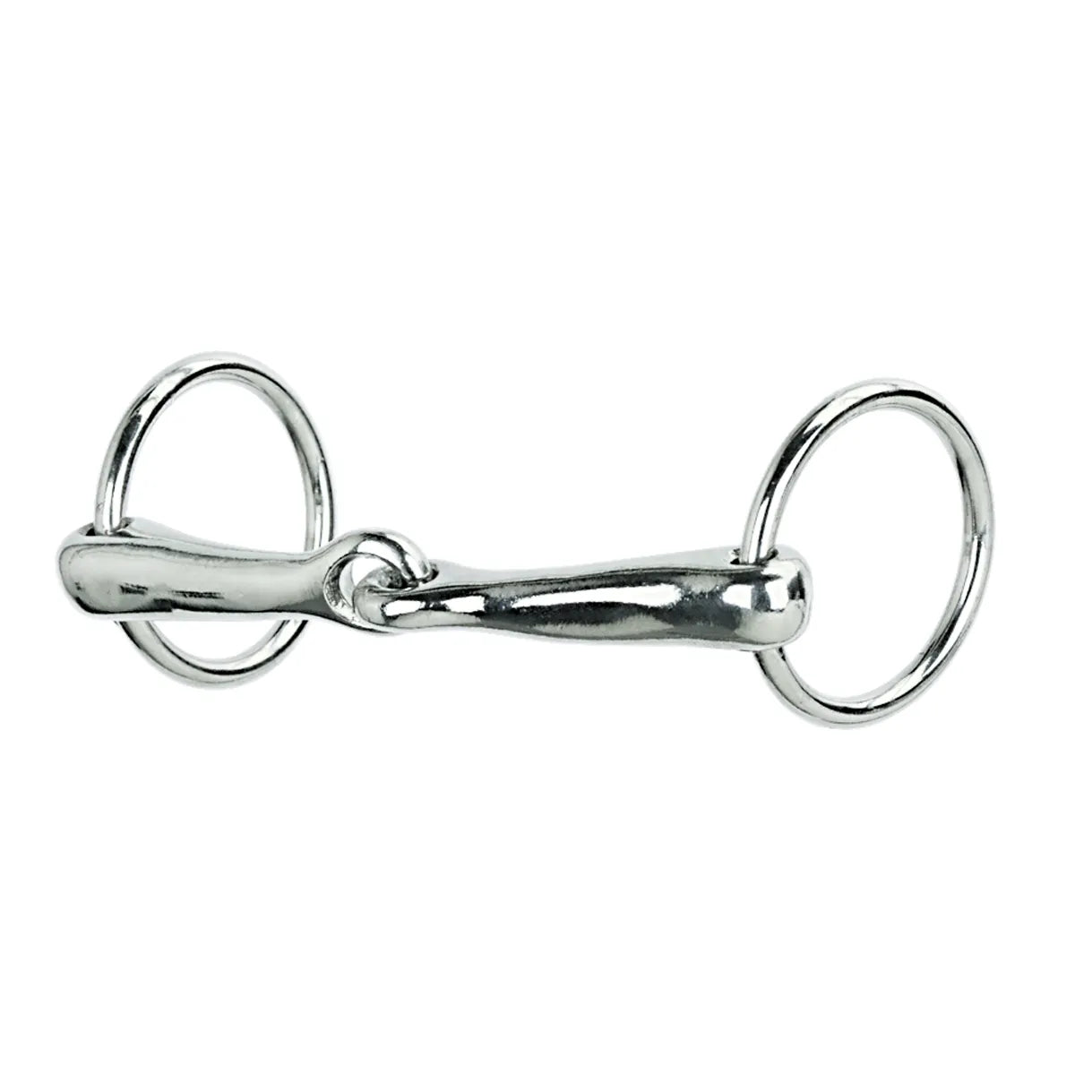 Weaver Leather Pony Snaffle Bit featuring a shiny nickel-plated finish and a 4-inch single jointed mouthpiece. This classic loose ring snaffle provides gentle control and a comfortable fit for ponies, making it an essential piece of high-quality equestrian horse tack. Its sleek, durable design is ideal for both training and everyday riding.