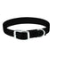 Classic black Weaver Leather Prism dog collar made from durable, weather-resistant nylon webbing. This stylish and comfortable pet accessory features a secure silver buckle closure and a sturdy metal D-ring for leash attachment. Perfect for daily walks and training, this adjustable heavy-duty collar offers a timeless look for any breed. High-quality essential gear for pet owners seeking reliability and style.