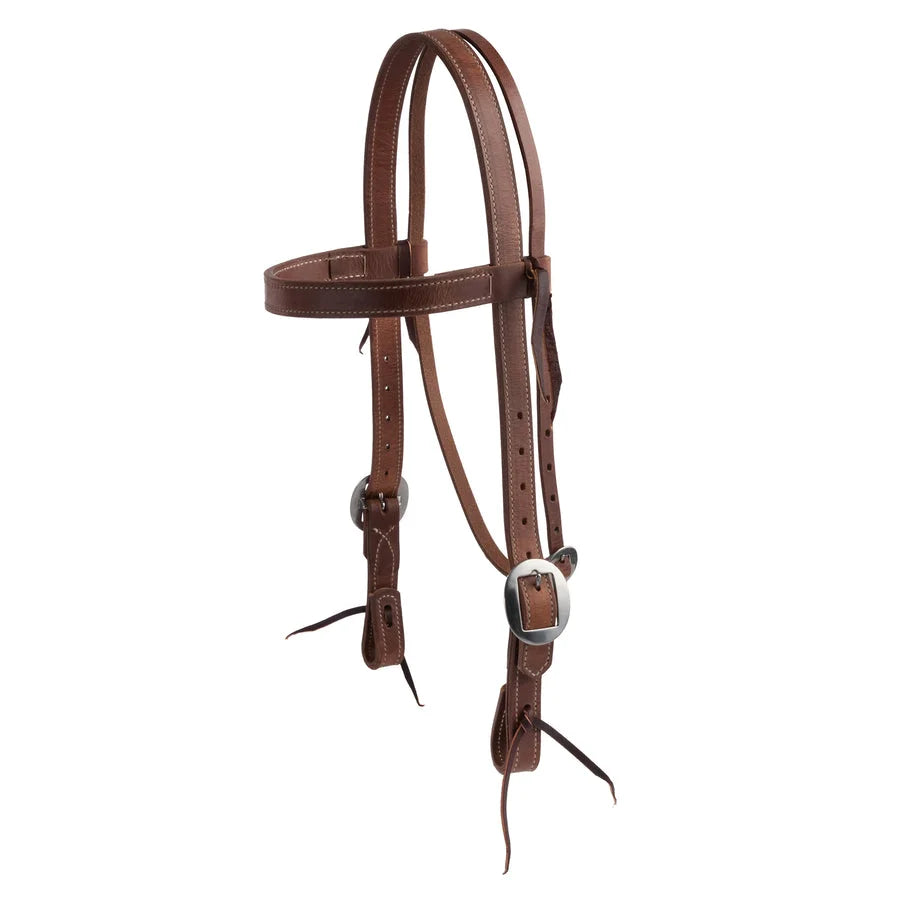 Weaver Leather ProTack Single Ear Headstall - Hermann Oak Harness Leather, Stainless Steel