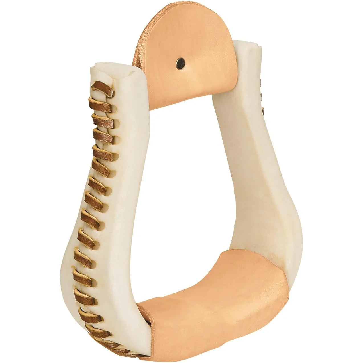Weaver Leather Rawhide Laced Leather Covered Bell Stirrups - 3" Tread Width