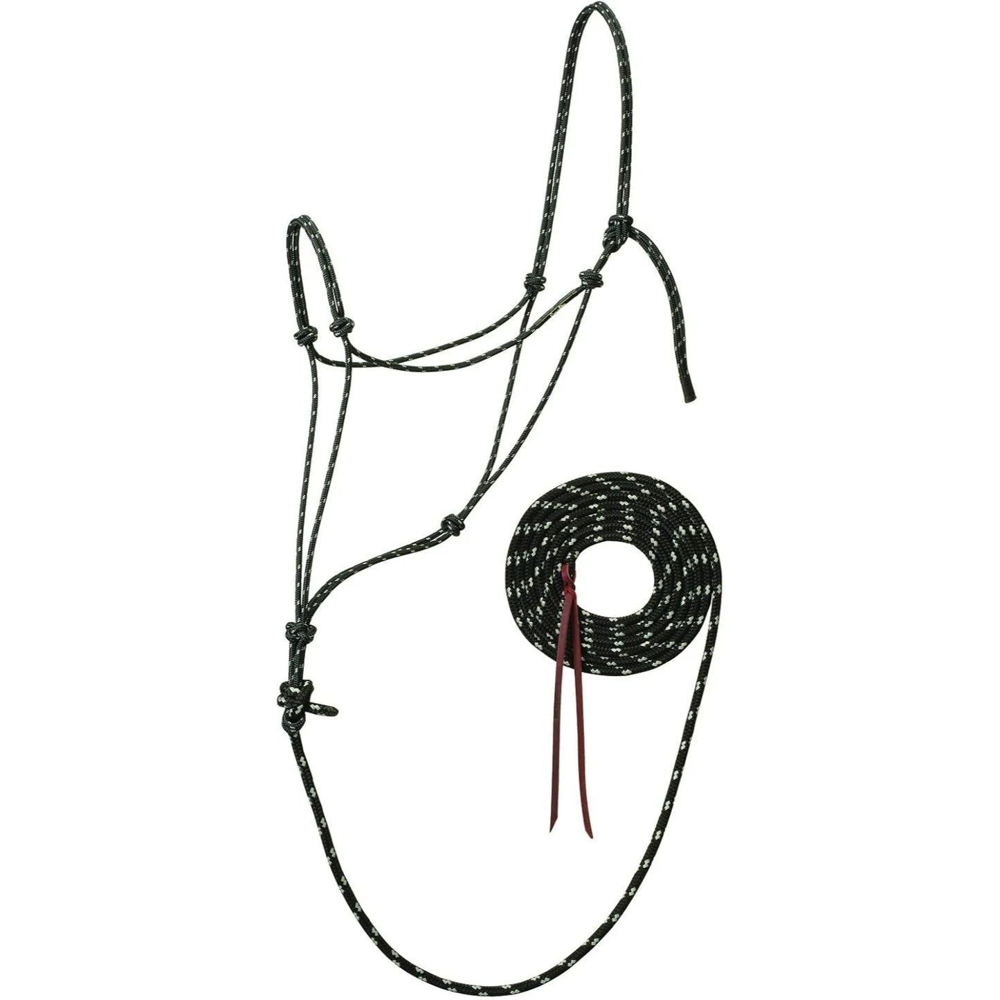 Weaver Leather Reflective Rope Halter with Lead - Black, Average Horse Size