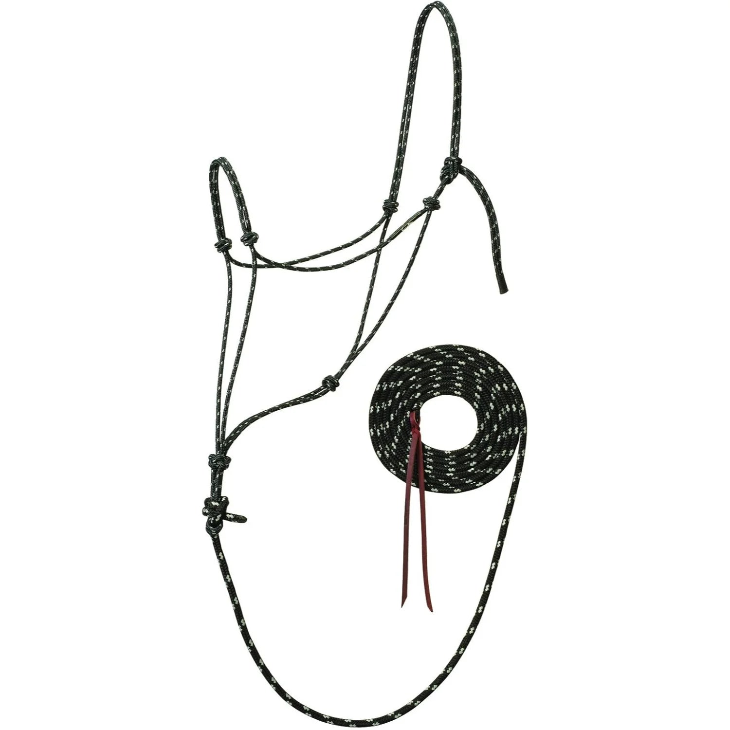 Weaver Leather Reflective Rope Halter with Lead - Black, Average Horse Size