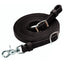 Weaver Leather Black Roper Rein, 5/8 inch x 7 feet, crafted from premium black leather. This professional Western horse tack features a sturdy nickel-plated scissor snap and Conway buckles for quick attachment and easy adjustment. Designed for durability during roping and riding, the coiled leather highlights its high-quality construction and sleek finish. A must-have essential for your equestrian gear collection.
