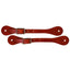 Pair of Weaver Leather Russet Spur Straps in youth and ladies sizes. These high-quality reddish-brown leather straps feature polished stainless steel buckles for easy adjustment. Designed with a traditional western silhouette, they include pre-cut button holes on the teardrop-shaped ends for secure attachment to spurs. A classic and durable accessory for equestrian enthusiasts and western riding.