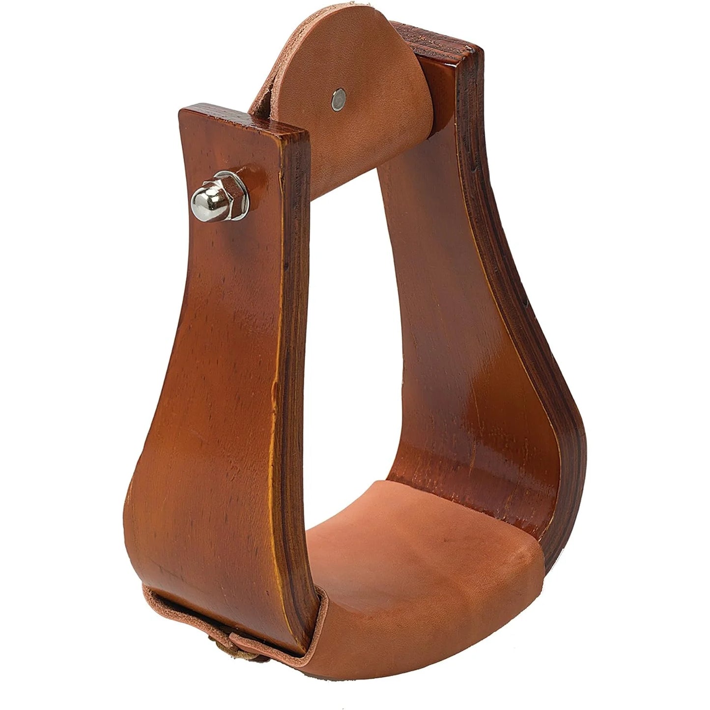 Weaver Leather Sloped Wood Roper Stirrups with Leather Tread - Slanted Design for Comfort