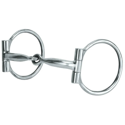 Weaver Leather Sweet Iron Snaffle Bit with a 5-inch single-jointed mouthpiece and polished stainless steel King Dee cheekpieces. Features copper inlays to promote salivation and a soft mouth. This professional-grade equestrian bit is ideal for training, hunter-jumper, and everyday riding. A durable, sleek addition to your horse tack collection, designed for comfort and effective communication between horse and rider.