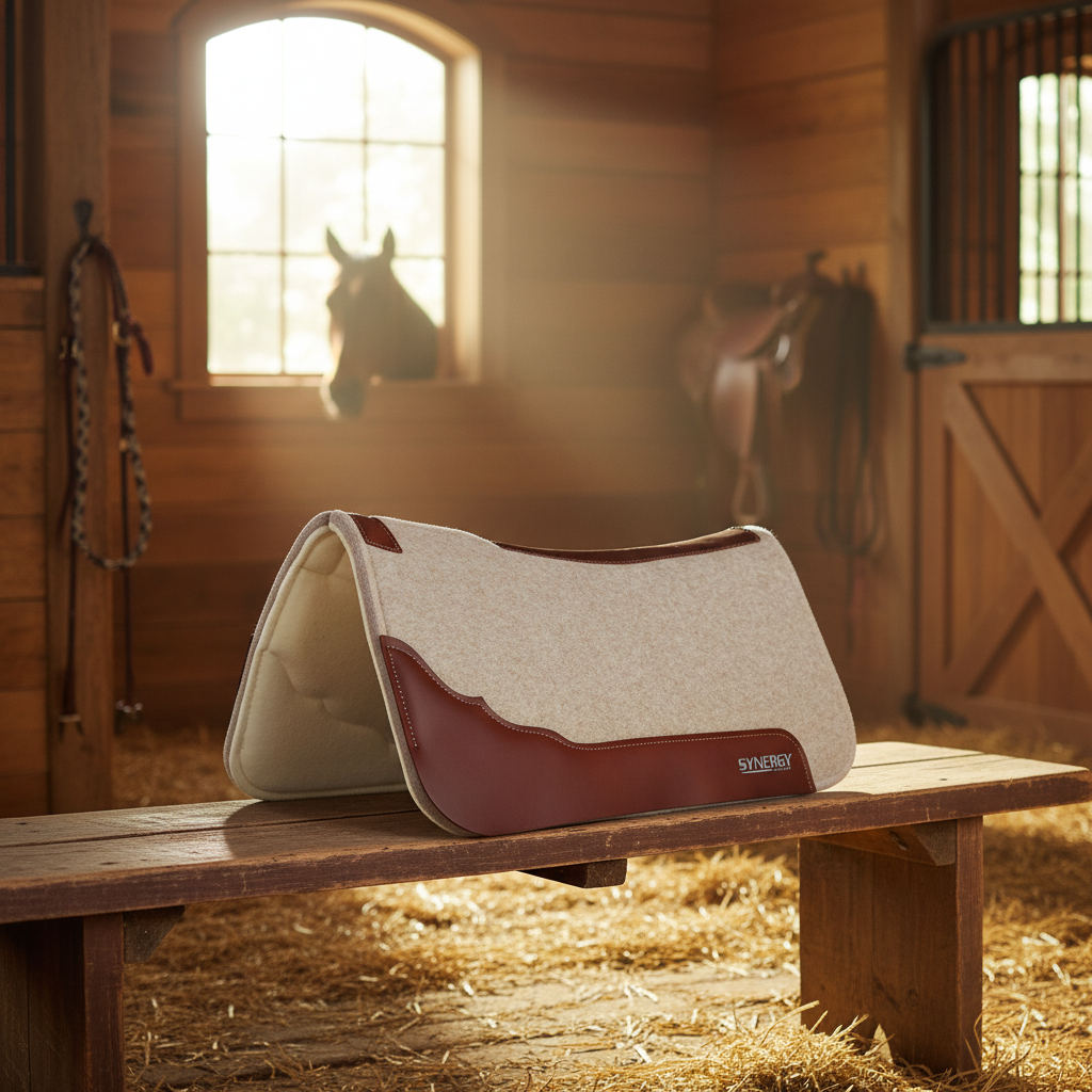 Weaver Synergy F10 Virgin Merino Wool Contoured Western Saddle Pad - 31" x 32" - 1" Thick