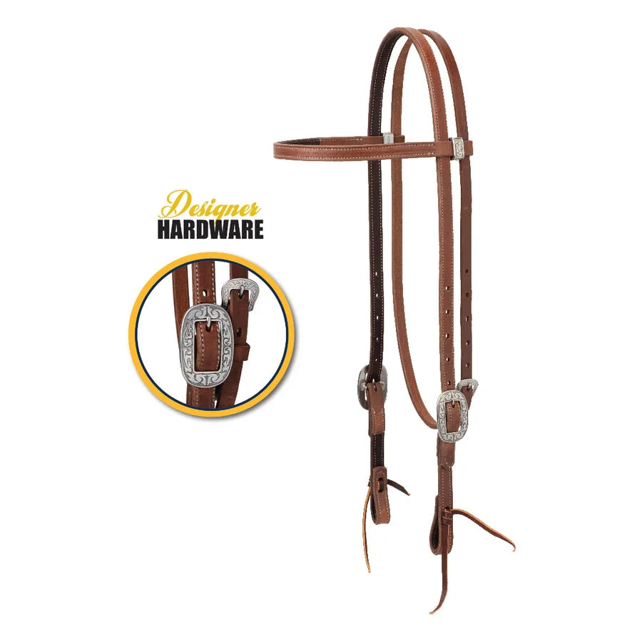 Weaver Leather Synergy Floral Tooled Leather Browband Headstall - 5/8 inch