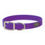 Vibrant purple Weaver Leather Terrain D.O.G. Brahma Webb Dog Collar designed for durability and outdoor adventure. This waterproof, easy-to-clean synthetic leather collar features a matte finish, heavy-duty silver buckle, and a branded D-ring with white accent stitching. A stylish and functional choice for active dogs, perfect for hiking, swimming, and everyday wear.