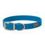 Weaver Leather Terrain D.O.G. Brahma Webb Dog Collar in vibrant blue. This waterproof and weather-resistant collar features a durable synthetic strap, a brushed nickel-finish buckle, and a sturdy D-ring for leash attachment. Designed for outdoor adventures and active pets, it’s easy to clean and built for all-weather performance. Includes a stylish TERRAIN D.O.G. brand plate, making it an ideal choice for hiking, swimming, and everyday pet wear.