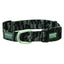Weaver Leather Terrain D.O.G. adjustable dog collar featuring a stylish black and grey abstract pattern. Built for durability, this heavy-duty nylon collar includes a secure black plastic buckle and a silver D-ring with Terrain D.O.G. branding. A rugged yet comfortable accessory for active pups, perfect for outdoor adventures and everyday wear.