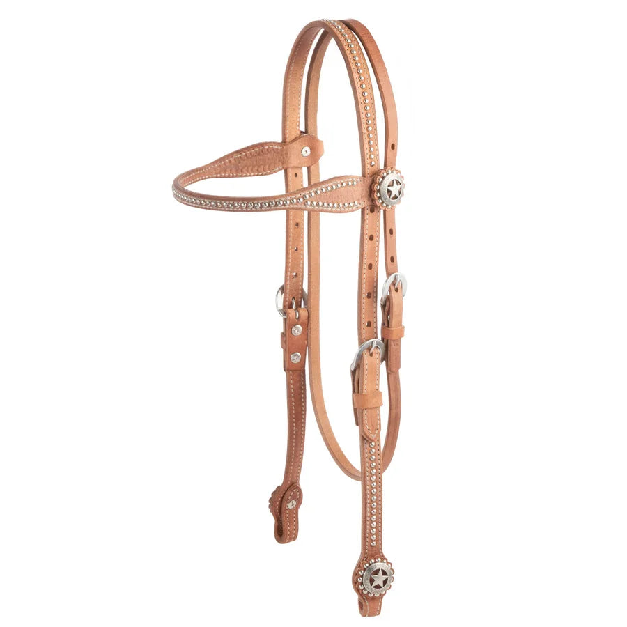 Weaver Leather Texas Star Browband Headstall - Premium Western Leather Horse Bridle