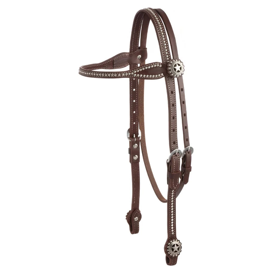 Weaver Leather Texas Star Browband Headstall - Premium Western Leather Horse Bridle