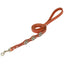 Weaver Leather Texas Star Leash in rich chestnut brown leather. This 4-foot dog leash features a unique wavy edge adorned with silver Texas star conchos and decorative studs for a classic Western look. Built for durability, it includes a heavy-duty chrome-plated swivel snap hook and a comfortable looped handle. A stylish and rugged choice for everyday walks, perfect for those seeking high-quality, equestrian-inspired pet gear.