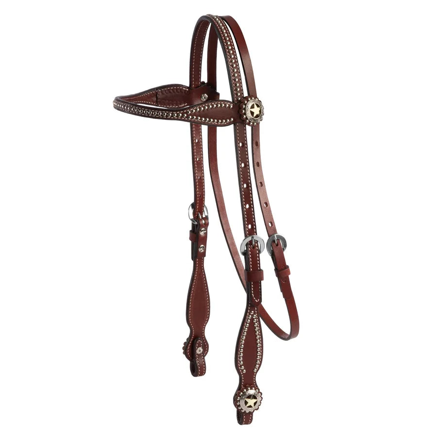 Weaver Leather Texas Star Western Headstall and Breast Collar Set - Horse Size