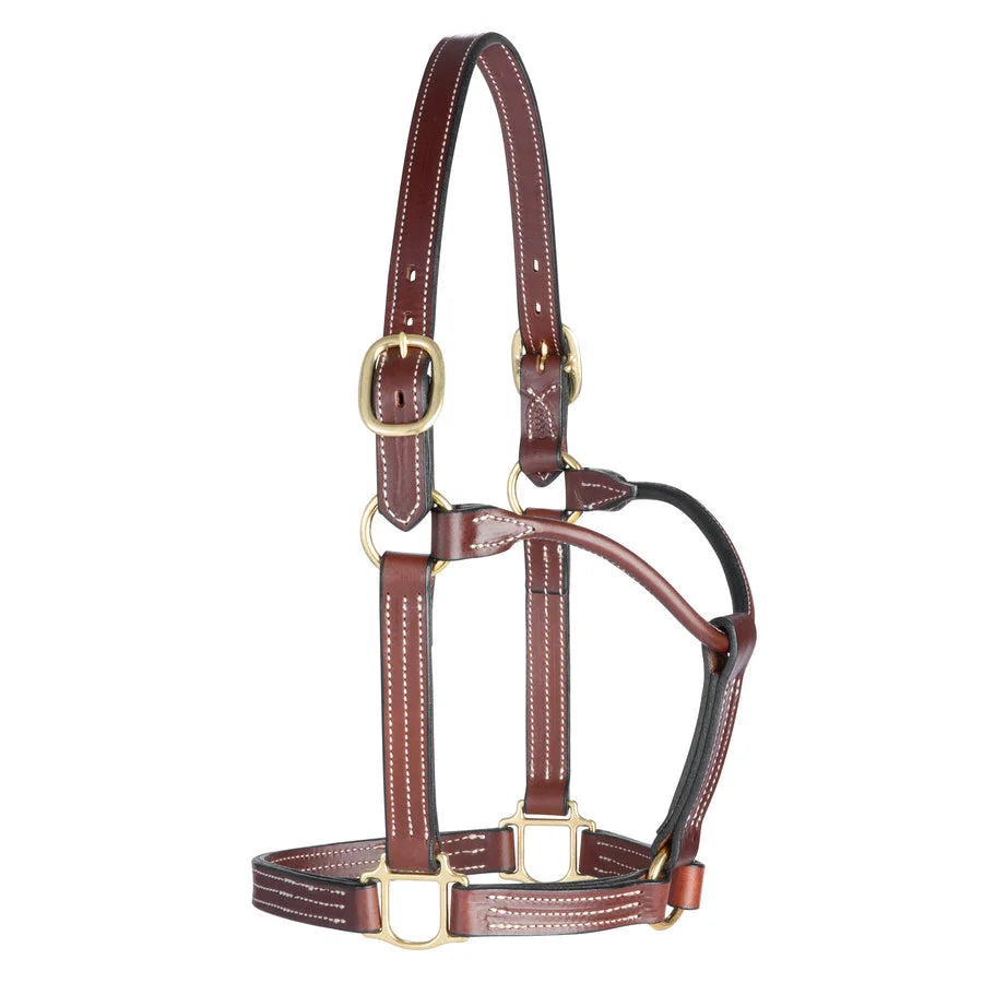 Weaver Leather Thoroughbred Leather Horse Halter - Mahogany, 1 inch