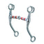 Weaver Leather Tom Thumb Bit crafted from polished stainless steel, featuring a single-jointed mouthpiece with integrated copper rollers. This western horse bit is designed with sleek, curved shanks and top loops for secure headstall attachment. The alternating copper and silver rollers provide a soothing effect for horses. High-quality equestrian tack ideal for training and everyday western riding.