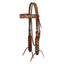 Weaver Leather Tooled Leather Browband Headstall - Premium Western Horse Size