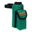 Green Weaver Leather Trail Gear Horse Water Bottle Holder Bag featuring durable emerald nylon fabric, a black adjustable strap with a quick-release buckle, and an elasticized top for secure bottle storage. The front includes an accessory pocket with a flap and an oval Trail Gear logo patch. Ideal for trail riding and equestrian adventures, this compact bottle carrier attaches easily to your saddle for convenient hydration on the go.